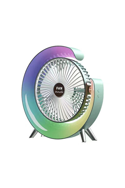 OEM Ventilator birou RGB, 3 viteze, 5 moduri lumina, USB-C, Verde