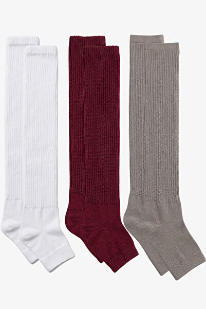 EFFE 3 أزواج من الجوارب القطنية الممزوجة بدون أصابع ونعل رفيع وطول فوق الركبة