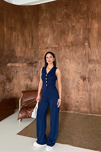 IŞILDA FASHION Işılda Gold Buttoned Top and Bottom Set