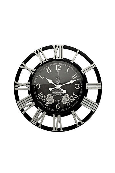 OEM Ceas de perete 50 cm, rustic argintiu, Eiffel vintage, cifre romane