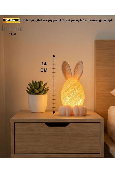 Printorium Tavşan Dekoratif Biblo – 14 cm Dekoratif Işıklı Masaüstü ve Komodi...