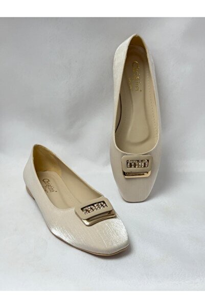 LALEZAR AYAKKABI Ll2704 Large Size Satin Material Stone Buckle Detail Flat Ba...