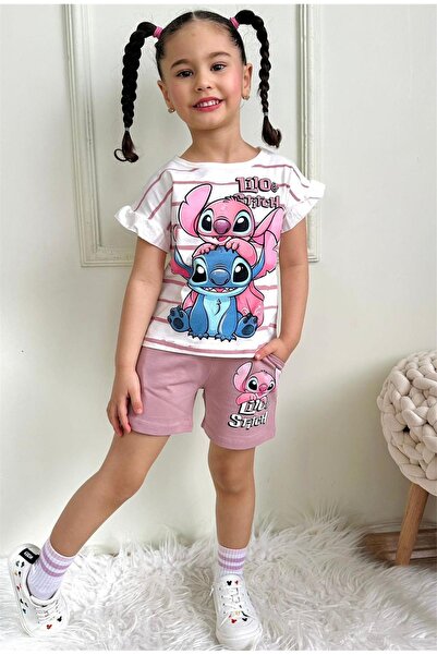 LİLLYPİCCA Girl's Printed Ruffle Sleeve Girl's Shorts Suit