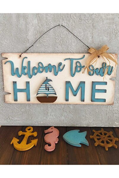 Terapi Dekoratif Ahşap Boyama WELCOME Mıknatıslı Tak Çıkar Pano