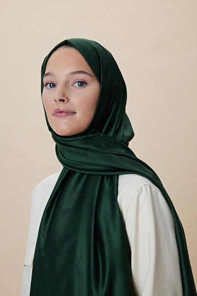 Maisa Jade Modal Silk Jacquard Shawl 70*200 cm - Dark Green