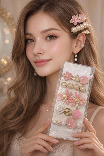 Accessories Σετ αγκράφες Hei Pinky Pearl Flower