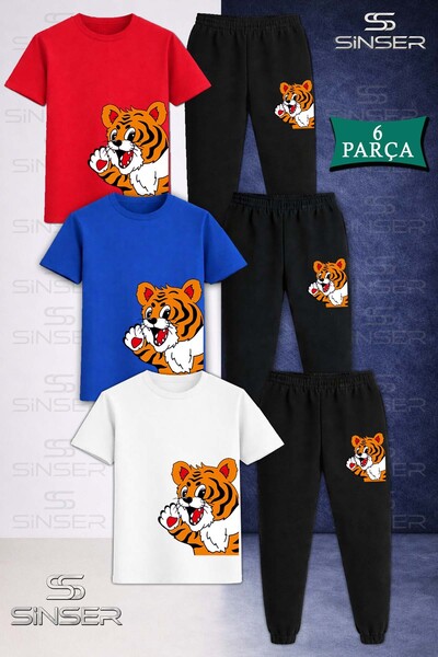 SS SİNSER Παιδικό Unisex Σετ φούτερ και μπλουζάκι 3 τεμαχίων με χαριτωμένο σχ...