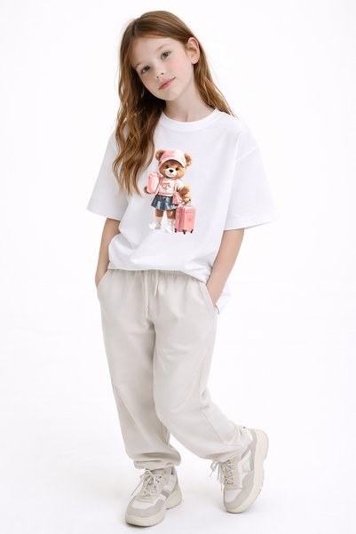 BLITZIST Cool Bear-Style Teddy Bear Printed Crew Neck Girls' T-Shirt
