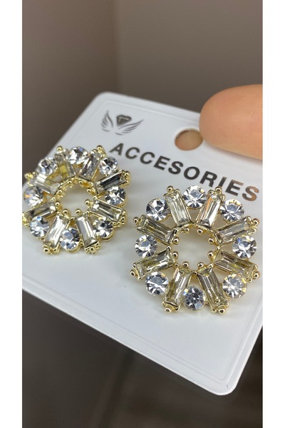 SELUVİA أقراط نسائية من الفولاذ على شكل حلقة مستديرة مرصعة بحجر الزركون من ال...