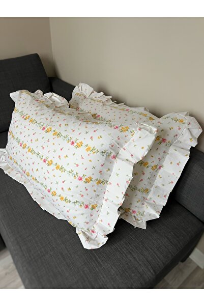 ToffyStore 2-Pack 100% Cotton Summer Season Ruffled Pillowcases