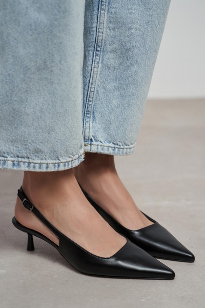 NİŞANTAŞI SHOES Γυναικεία παπούτσια με τακούνι Dipsy σε μαύρο ματ χρώμα με λε...