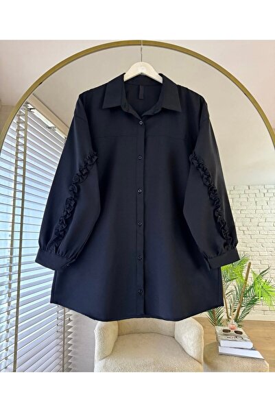 KEVRA Women's Oversize Sleeve Ruffle Detailed Shirt