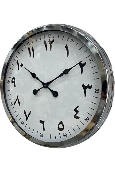 ForWhat 60cm Chrome Metal Arabic Numeral Wall Clock for Office Home Office Gift