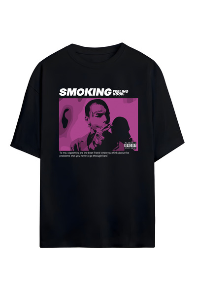 STİL-X Унисекс овърсайз тениска от 100% памук с щампа  "Smoking "