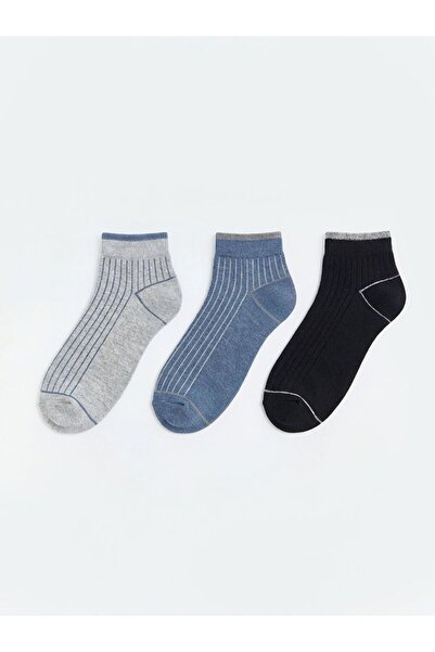 LC Waikiki Striped Patterned Men's Booties Socks 3-Piece Set