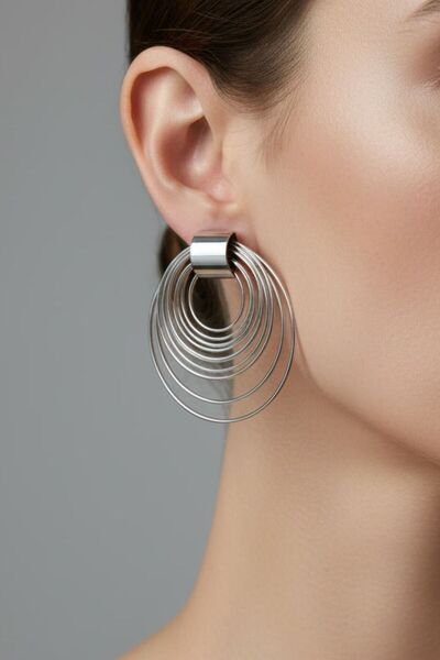 BHR AKSESUAR Silver Color Hoop Wire Earrings (4.5 cm)