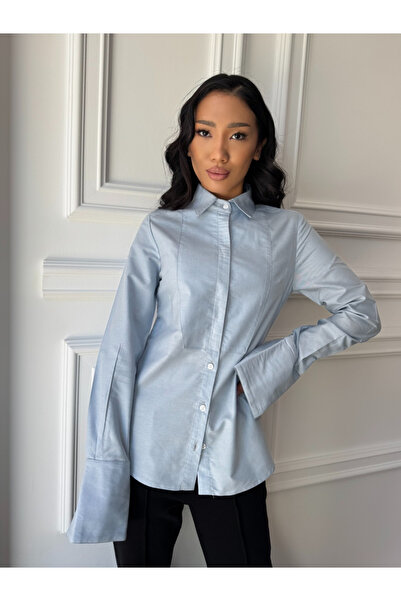 CC STORE DOLCE shirt, off-blue, feminine, elegant and slightly fitted