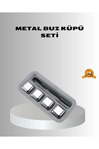 TeknoKapsül Stainless Metal Ice Cube Set with Clip and Cooling Feature Withou...