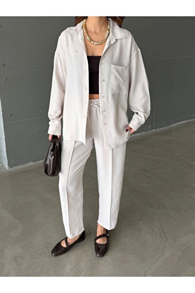 IŞILDA FASHION Σετ πουκάμισο και παντελόνι από λινό Işılda