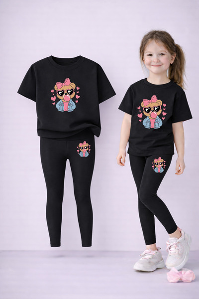 VODEXA Set de tricou și jambiere pentru fete, 100% bumbac, elastic, confortab...