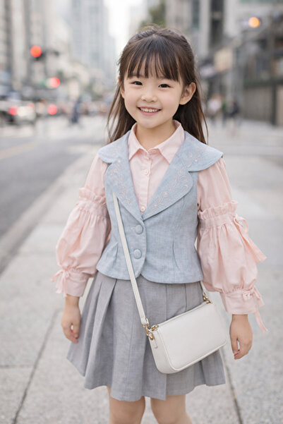 Little Baby Κοριτσίστικο Γιλέκο με Κέντημα, Φούστα & Πουκάμισο, Σετ 3 τεμαχίω...