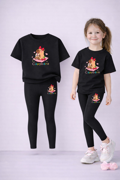 VODEXA Set de tricou și jambiere pentru fete, 100% bumbac, elastic, confortab...