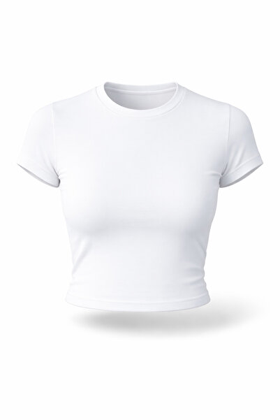 LAPS Women's Plain Crop T-Shirt Basic Cotton Lycra