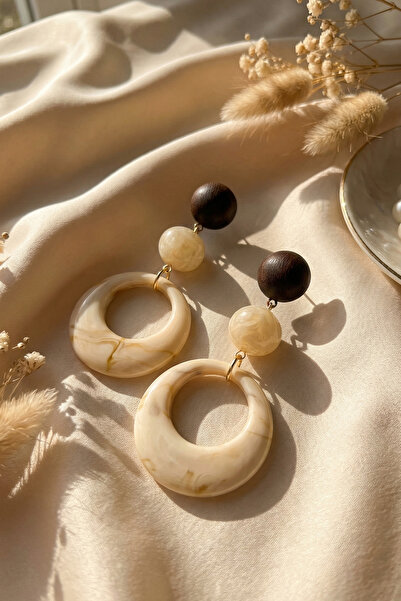 SAVAYA Women's White Color Retro Round Earrings Zara Model