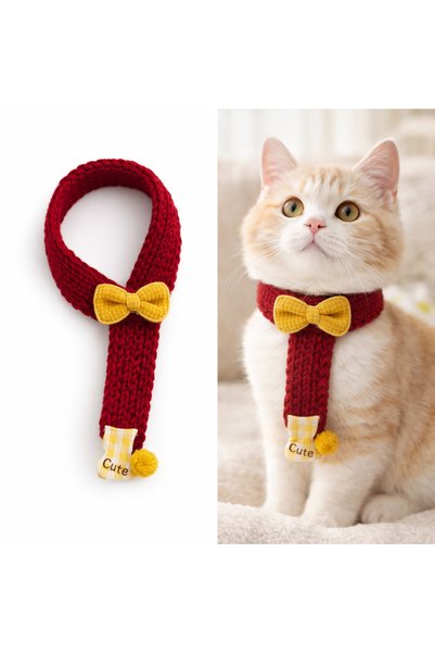 Kitty Kiss El Yapımı Örgü Kedi Tasması – Şık & Sevimli Tasarım