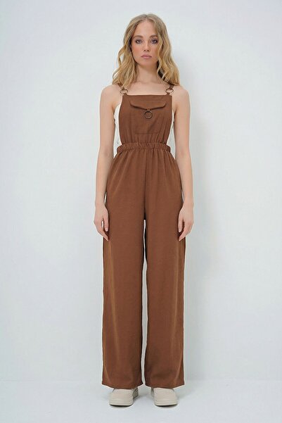bacc Bitter Brown Aerobin Salopet Trousers with Front Pocket and Strap Ring D...