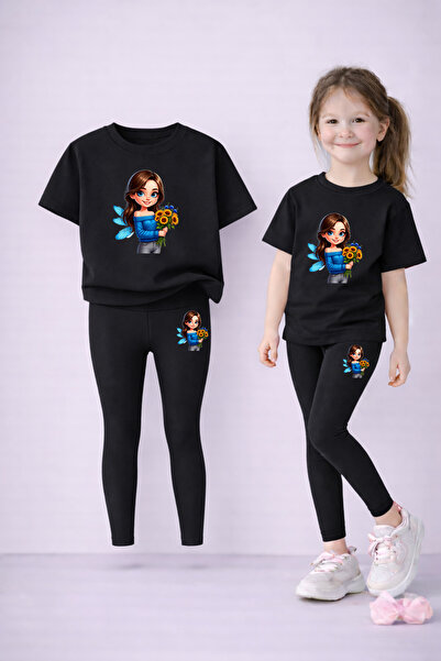 LORVEX Set de tricou și jambiere pentru fete, 100% bumbac, elastic, confortab...
