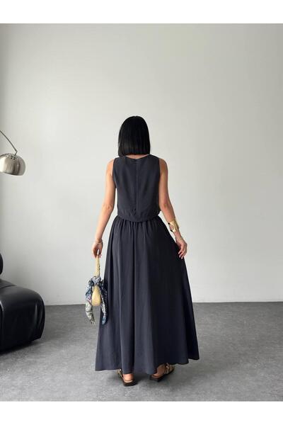 SUYA US WEAR بلوزة نسائية قصيرة من قماش المودال - طقم تنورة طويلة عالية الخصر من قطعتين