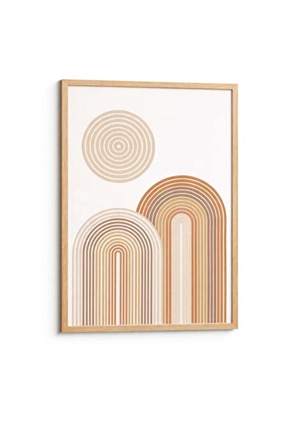 OEM Decorative Frame with Wooden Frame, Abstract Geometric Design in Warm Ton...