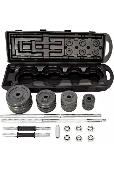 BUNCA Adjustable Dumbbell Set 50kg - Cast Iron with Solid Handles for Home Gy...