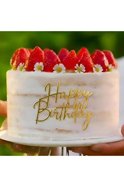 PartyExpress Pleksi Pasta Önü Happy Birtday Yazısı - Altın