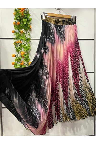 edu collection Patterned Chiffon Bohe Bell Skirt with Lining