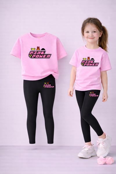 VODEXA Set de tricou și jambiere pentru fete, 100% bumbac, elastic, confortab...