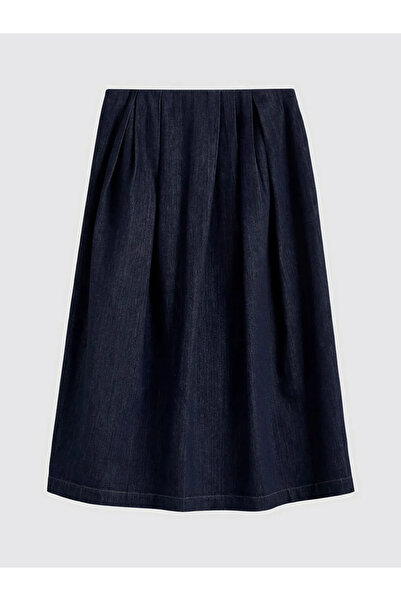 LC Waikiki LCW Vision Indigo Τζιν φούστα με φερμουάρ στη μέση και πιέτες