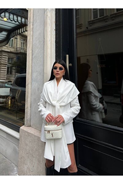 Celiora Premium Oversize Blazer Jacket with Shawl Collar and Draped Tie Detail