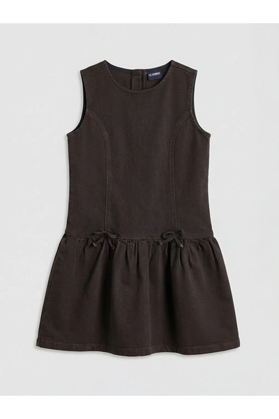 LC Waikiki LCW Παιδικό Καφέ Φόρεμα Τζιν με Λεπτομέρεια Φιόγκου στον Λαιμό για...