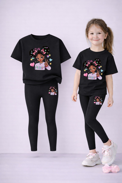 LORVEX Set de tricou și jambiere pentru fete, 100% bumbac, elastic, confortab...
