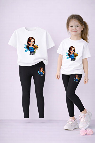 LORVEX Set de tricou și jambiere pentru fete, 100% bumbac, elastic, confortab...