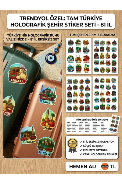 ca kay bu Set de autocolante holografice cu 81 de orașe din provinciile Turci...