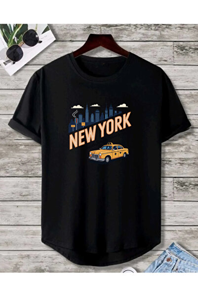 SUNFREE NEWYORK TAXI Τυπωμένη οβάλ φούστα με κανονικό κοντό μανίκι Basic Unis...