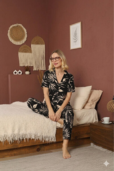 Defkay 100% Cotton Short Sleeve Full Button Women's Pajama Set - Soft Texture...