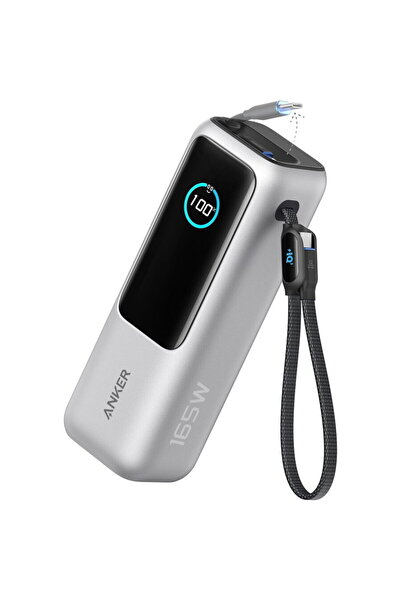 Anker External battery 25,000 mAh, 165W, 100W USB-C, retractable USB-C cable ...