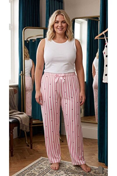 Temporium Women's Plus Size Patterned Milan Fabric Pajama Bottoms