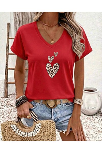 FUFLUNS ΓΥΝΑΙΚΕΙΟ ΜΠΛΟΥΖΑΚΙ ΜΕ ΣΤΑΜΠΑ "ΛΕΟΠΑΡ " ΚΑΙ "ΚΑΡΔΙΕΣ " ΜΕΓΑΛΟΥ ΜΕΓΕΘΟ...