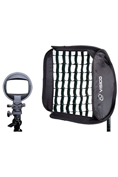 Visico Softbox 40x40cm cu grid honeycomb si flash holder EB-063
