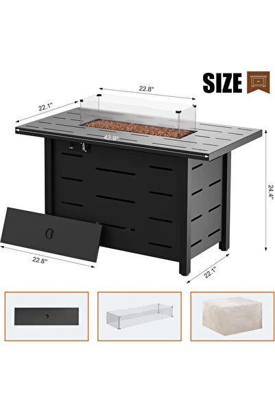 Generic Outdoor Patio Gas Heater, Square Table Central Propane - Fireplace fo...